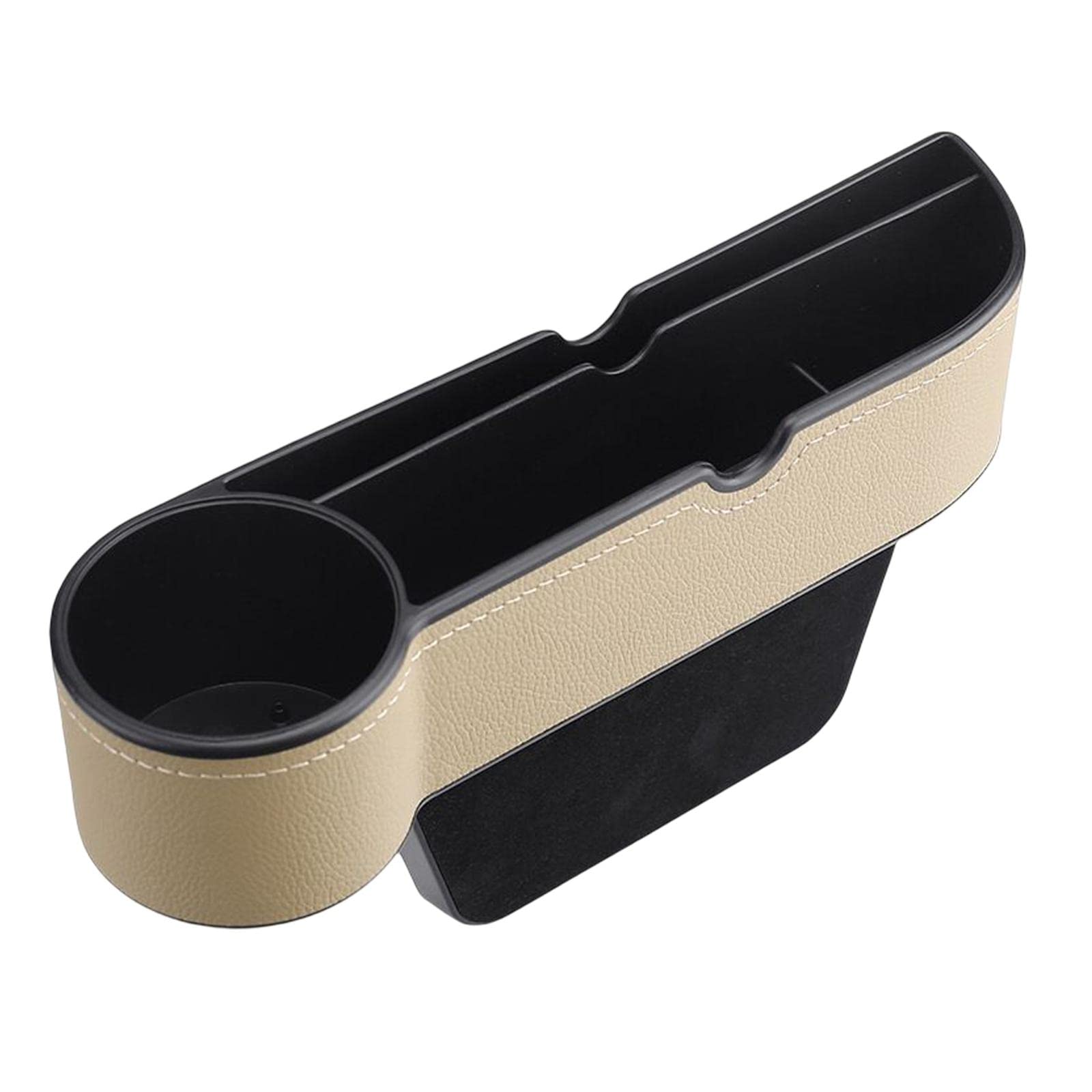 CALANDIS Car Seat Gap Organizer W/Cup Holder Fit for Cards Wallets Sunglasses Driver Beige