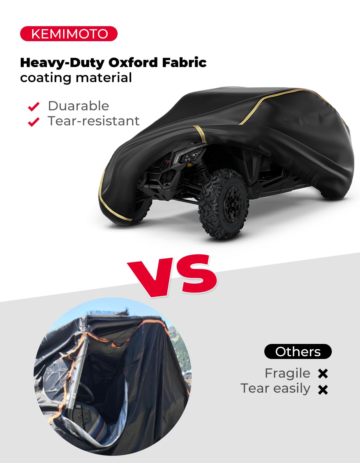 Kemimoto X3 Max Cover 4 Seater, Waterproof Oxford Cloth Long Lasting Keep Clean Cab Enclosure Utv Cover, 177''  73''  63'' Large