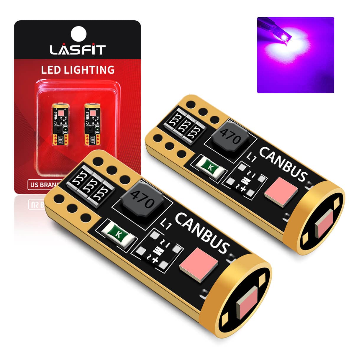 LASFIT 194 168 T10 192 2825 W5W LED Bulb canbus Error Free, Non-Polarity 400LM Extremely Bright for Dome Map courtesy Door Licen