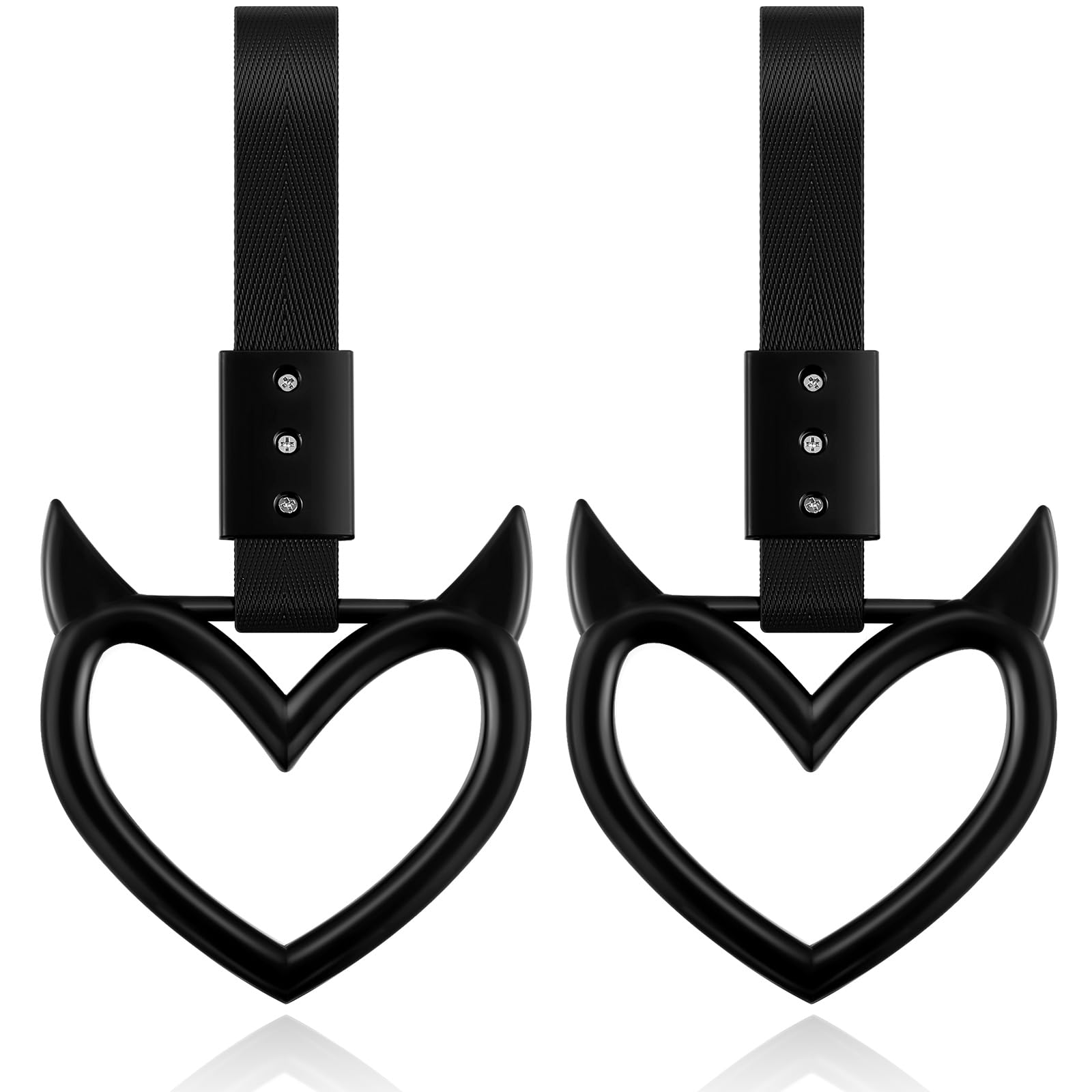 Fabbay 2 Pieces Heart Handle Keychains Car Accessory Heart Hand Strap Drift Charm For Car Interior Exterior Decoration(Black,Dev