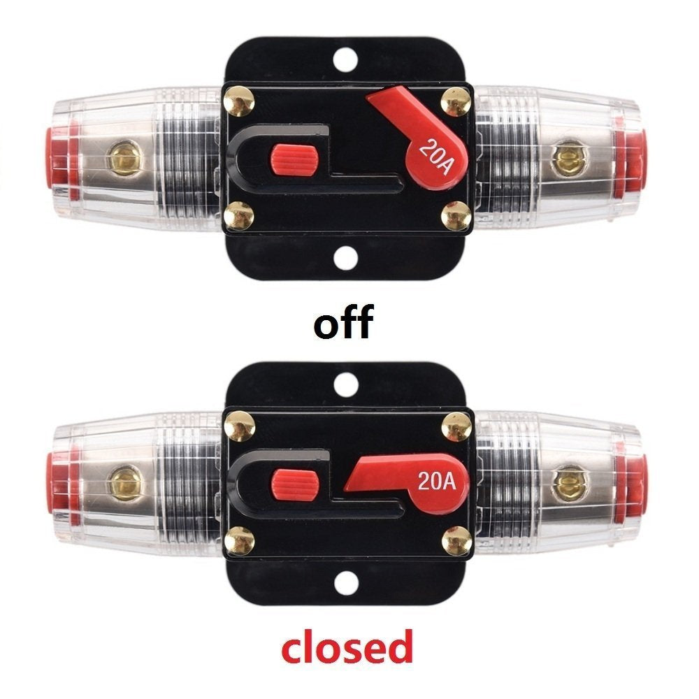 Rkurck 20 Amp Circuit Breaker Manual Reset Inline Fuse Inverter For Car Marine Trolling Motors Boat Atv Audio Solar Inverter Sys