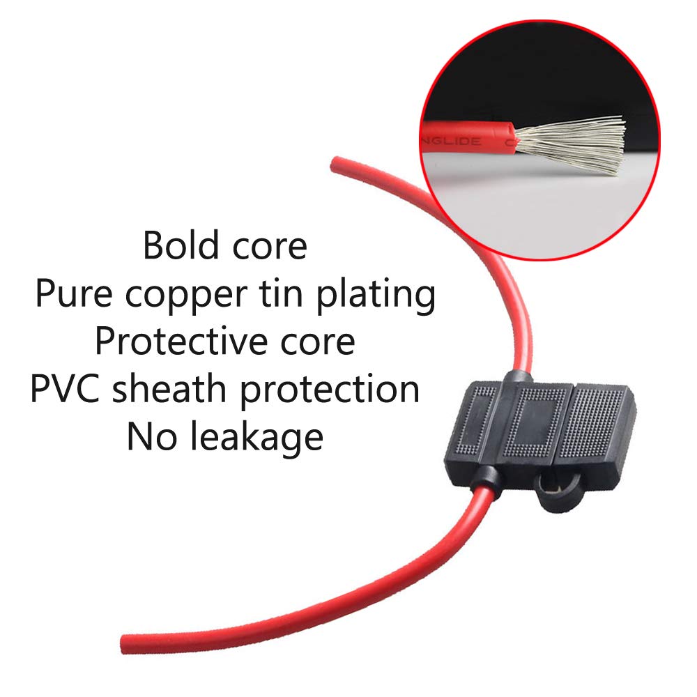 Esupport 12 Gauge Atc Fuse Holder Box In-Line Awg Wire Copper 12V 30A Blade Standard Plug Socket Pack Of 5