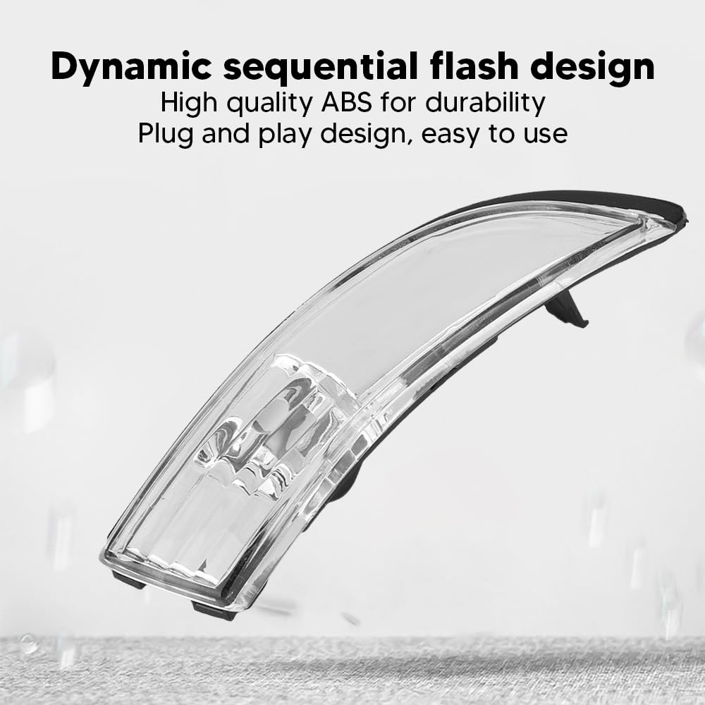 Psytfei Led Side Mirror Abs Side Mirror Indicator Lens Rear View Mirror Turn Signal Light Cover Car Dynamic Indicator Strip For Mk7 Mk7.5 2009-2017(Right)