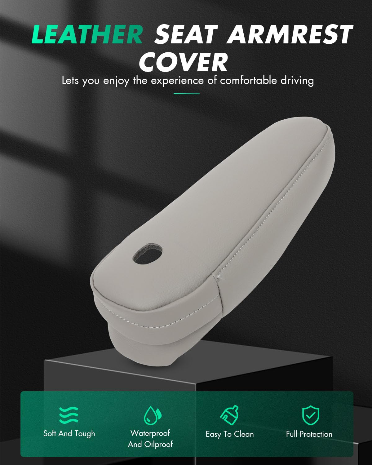 SCITOO Leather Seat Armrest Cover Compatible with 2011-2017 for Toyota for Sienna Gray Leather Part Only Left & Right