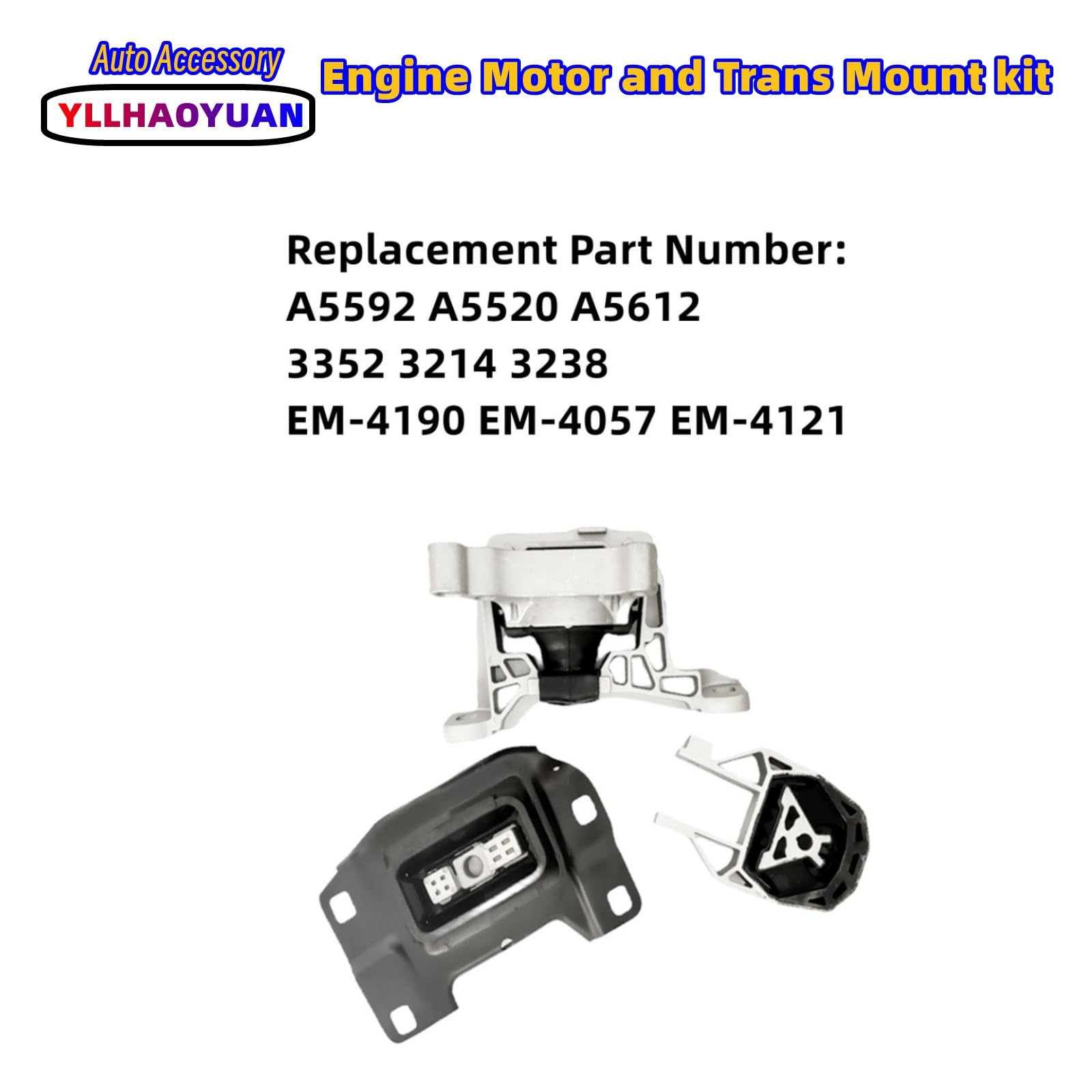 Engine Motor Mount Set 3Pcs Compatible With Escape 2013 2014 2015 2016 1.6L/ 2017 2018 2019 1.5L Automatic Transmission Replacem
