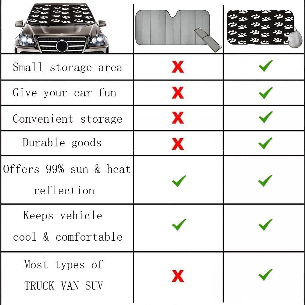 [2025 Upgrade]Windshield Sun Shades, Cute Dog Paw Pattern Sunshade For Car Suv Truck,Keep The Vehicle Cool,Easy To Use Protect T