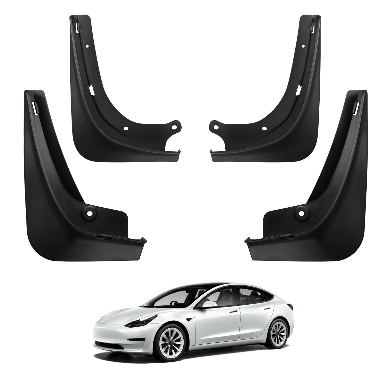 Basenor 2017-2023 Tesla Model 3 Mud Flaps Splash Guards Fenders No Drilling No Tape Mudflaps All Weather Protector Mudguards For