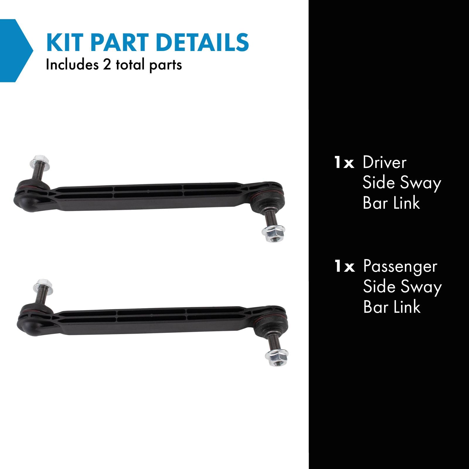 TRQ Sway Bar Stabilizer Link Set for 2016-2019 Fiat 500X, 2017-2022 Jeep Compass, 2015-2021 Renegade - Durable