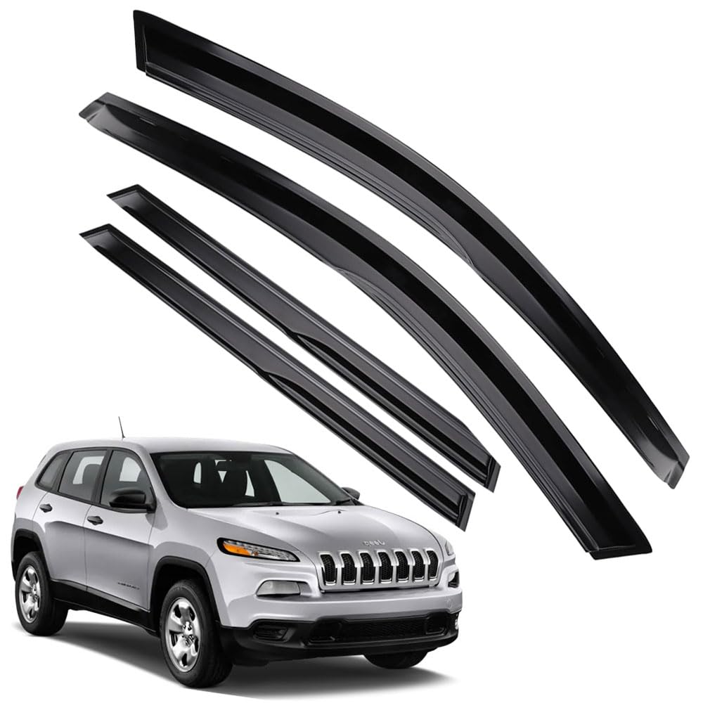 Rain Guards For Jeep Cherokee 2014-2023, Tape-On Side Window Deflectors For Jeep Cherokee, Window Visors For Jeep Cars, For Jeep