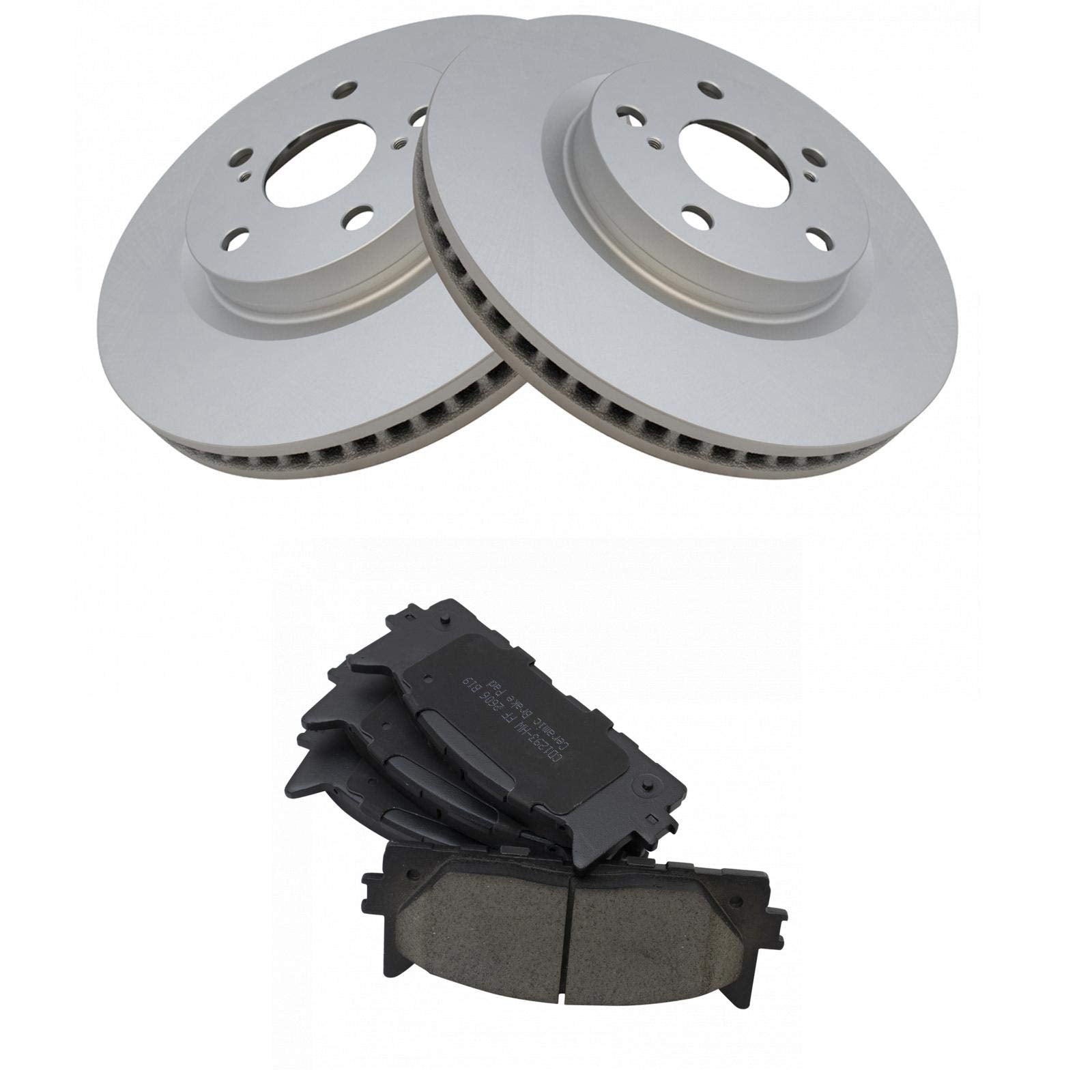 Trq Front Brake Pad & Rotor Kit Brake Pads Brake Rotor Ceramic Premium G-Coated Compatible With 2013-2018 Lexus Es300H 2007-2018