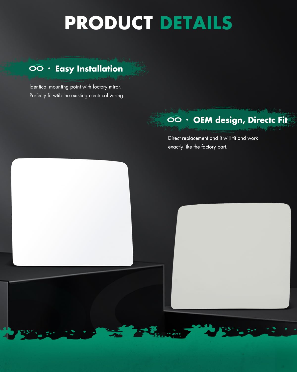 SCITOO Right Side Mirror Glass Compatible with 1999-2016 for Ford F-250 F-350 F-450 F-550 Super Duty 2000-2005 for Ford Excursio