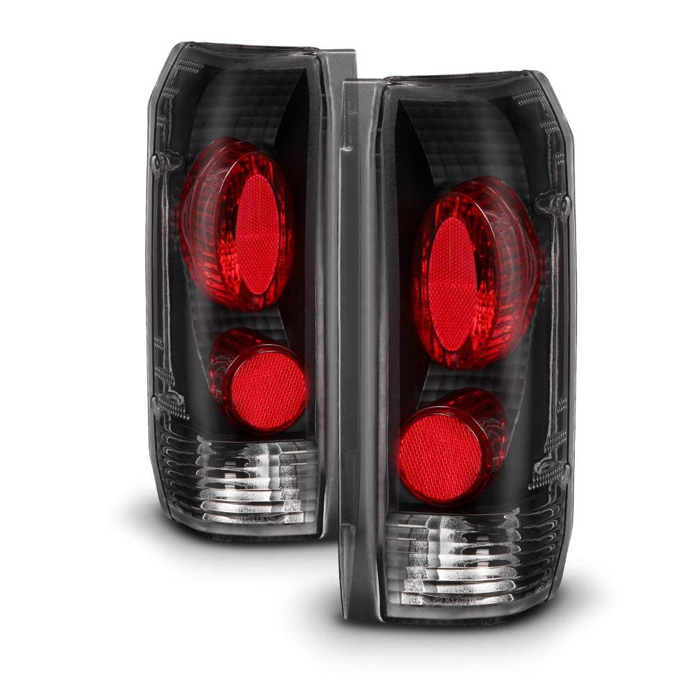 ACANII - For Black 1987-1996 Ford F150 F250 F350 Bronco Tail Lights Brake Lamps Left+Right