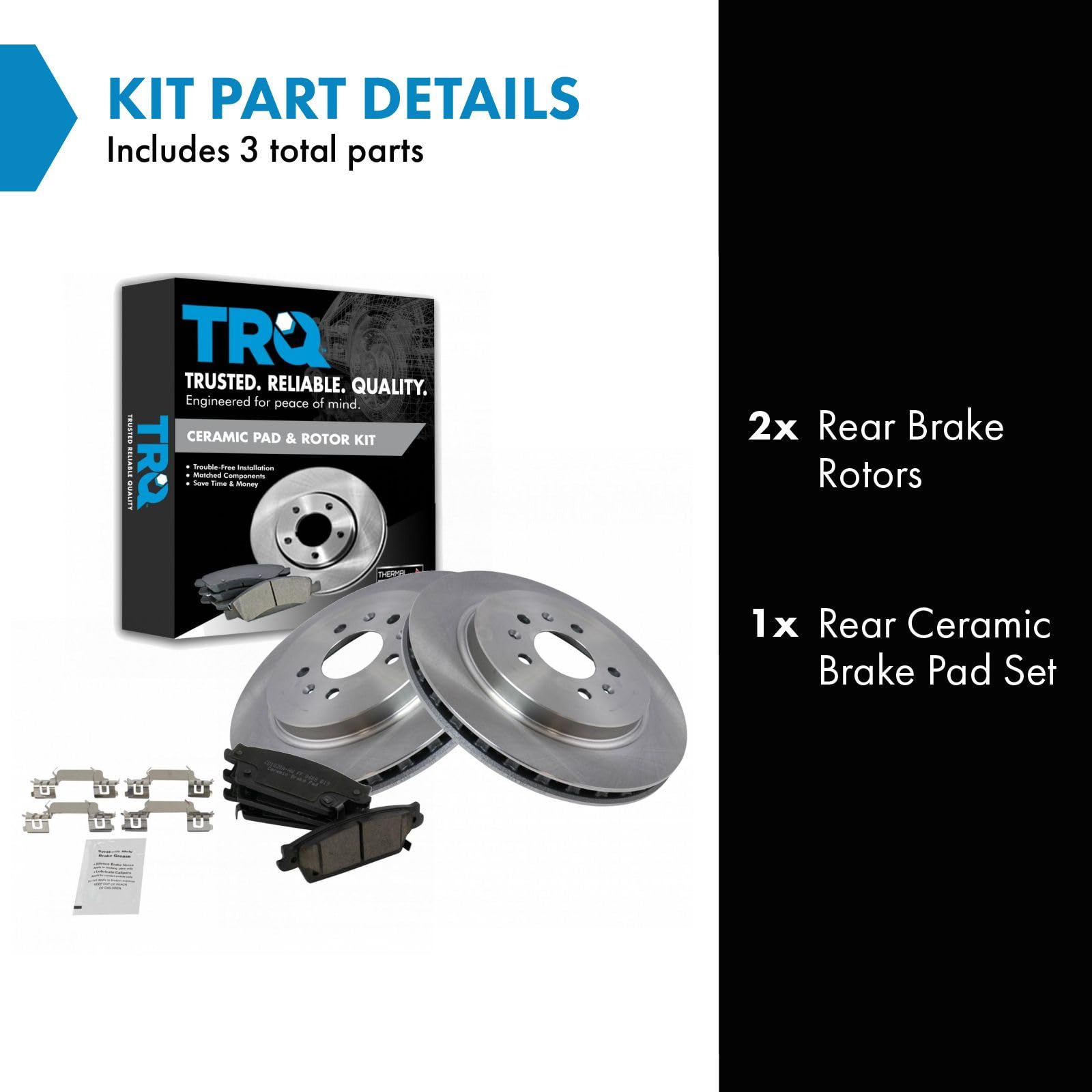 Trq Rear Brake Pad & Rotor Kit Brake Pads Brake Rotor Ceramic Compatible With 2006-2007 Cadillac Cts 2005-2009 Sts