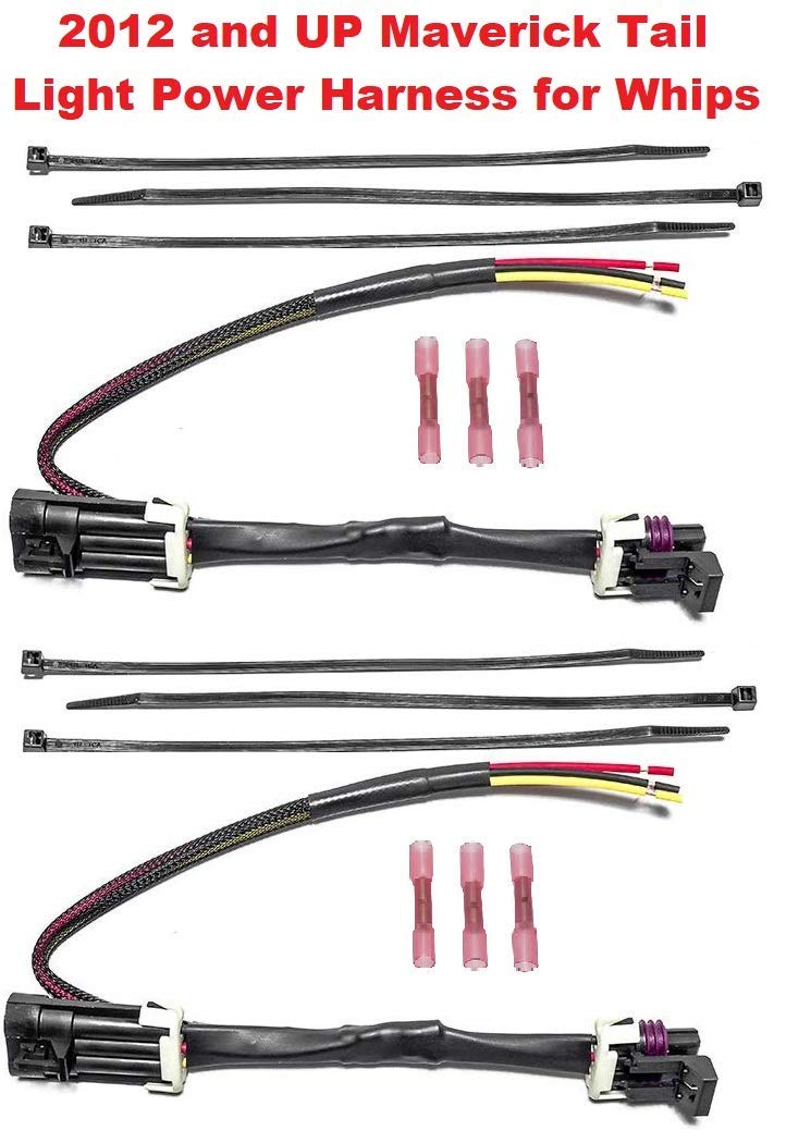 Muzzys (Set of Two) Tail Light Whip Power Harness Adapter Splice Pigtail Jumper FITS: 2012-2023 Can Am Maverick X3, Max, X-DS fo