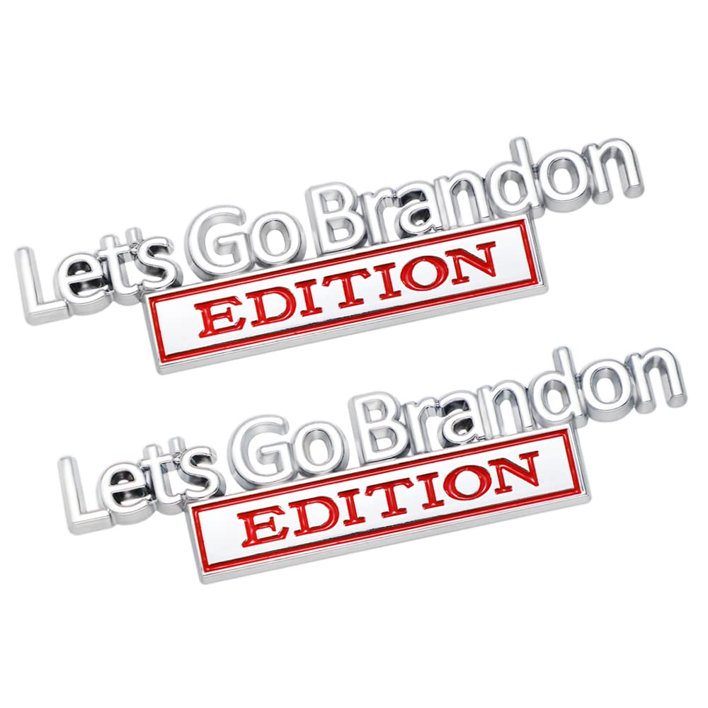 2 Pcs Let'S Go Brandon Edition Emblem Car Side Rear Front Hood Trunk Door Badge 3D Decal Sticker Fit For Car Truck Suv (Let'S Go