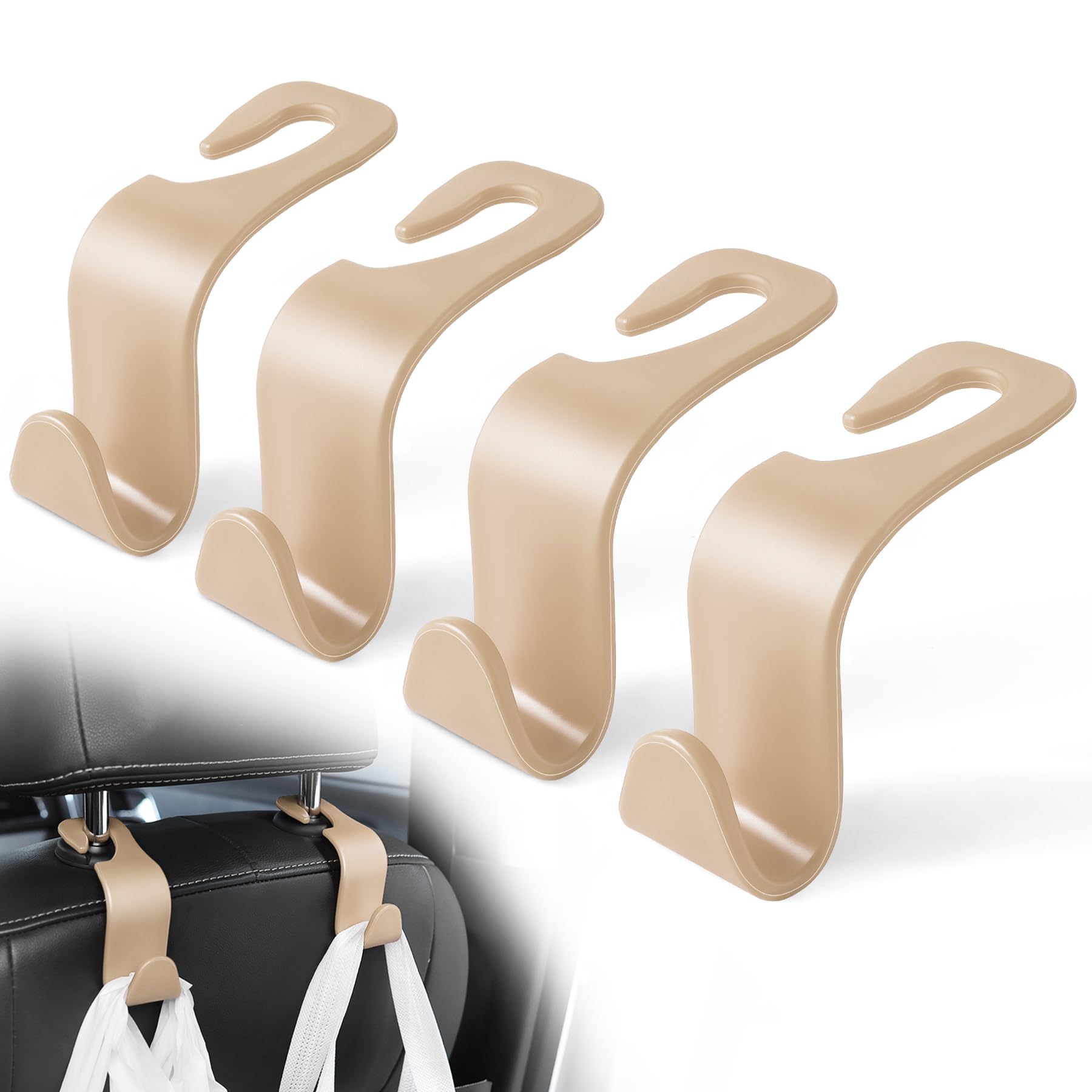Livtee Car Seat Headrest Hook, Auto Seat Hook Hangers Storage Organizer Interior Accessories For Purse Coats Umbrellas Grocery B