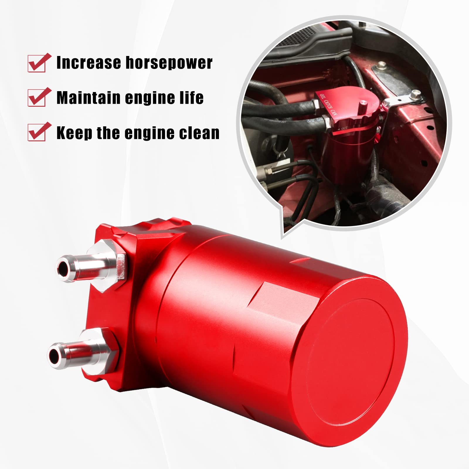 Rulline Universal 350Ml Reservoir Tank Oil Catch Can Tank 0046 Aluminum Polish Baffled Reservoir With Bracket Red