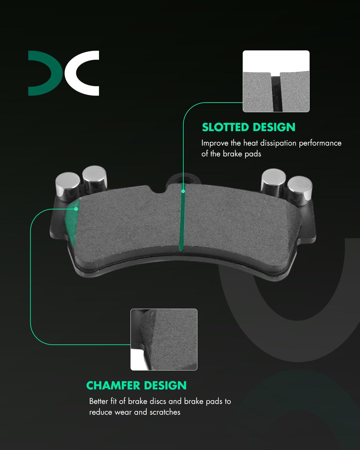 SCITOO Disc Brake Pads Kits D1014-8366 Semi Metallic Front Brake Pads Set Fit For Audi For Q7 2007-2015,For Audi For R8 2017,For