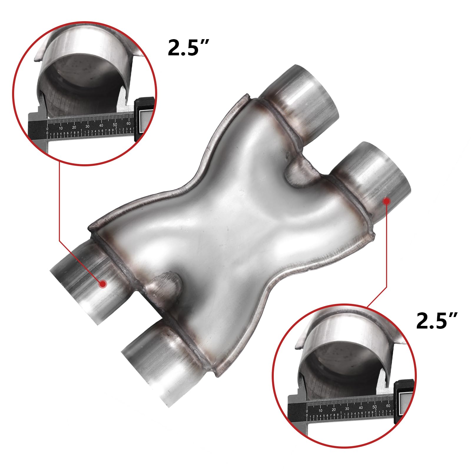 Exhaust X Pipe 2.5 Inch Inlet,Stainless Steel Universal Exhaust X Pipe 2.5'' Inlet 2.5'' Outlet 12'' Long For Smoother Exhaust,D