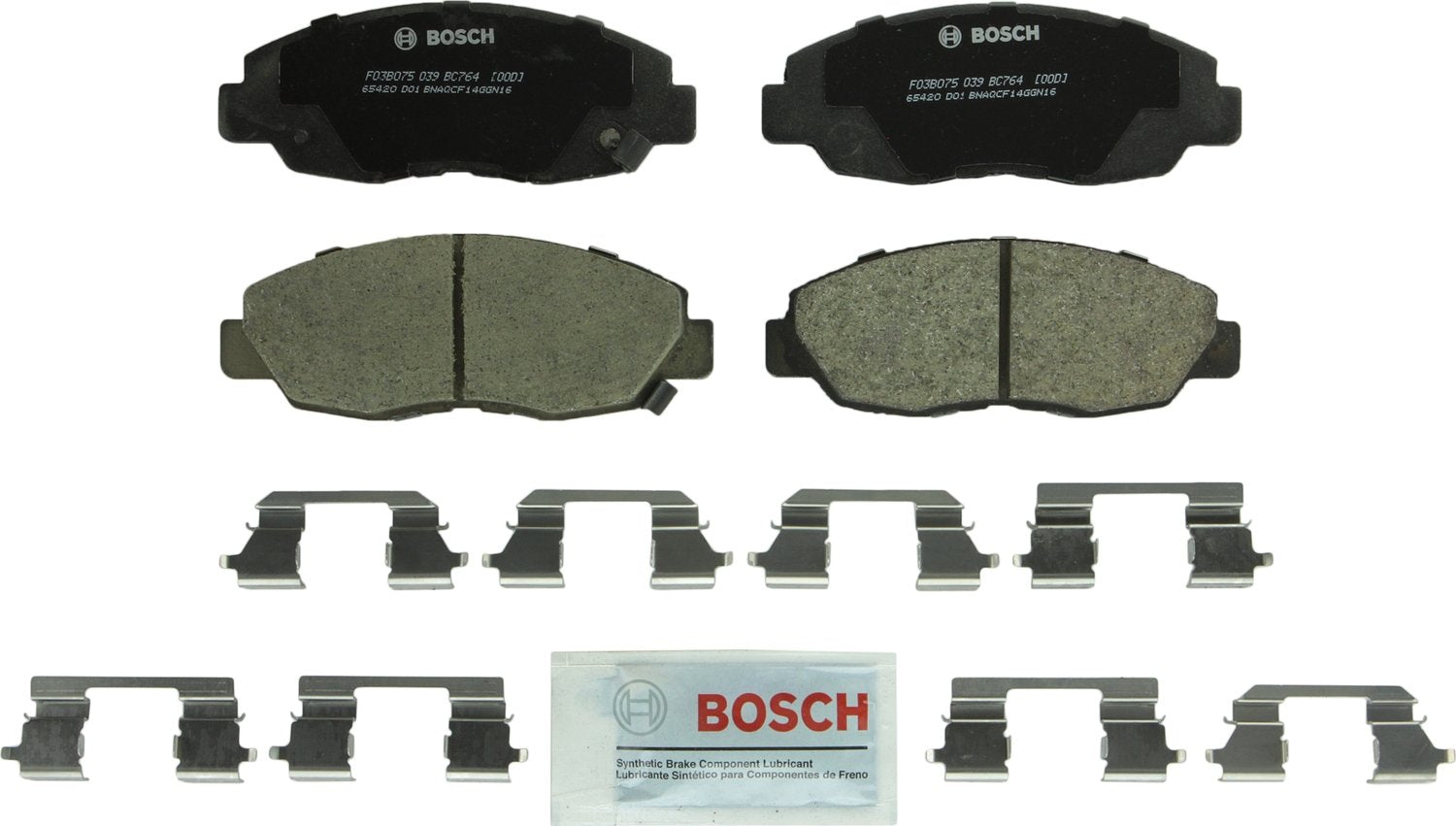 BOSCH BC764 QuietCast Premium Ceramic Disc Brake Pad Set - Compatible with Select Honda Accord, Insight; FRONT