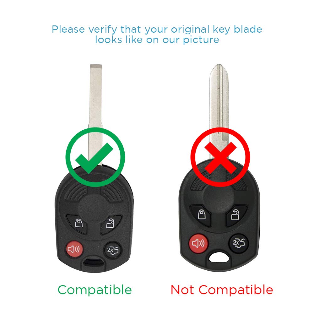 Keyless2Go Replacement For 2 New Uncut Keyless Remote Head Key Fob Ford Focus Escape Transit Cmax Oucd6000022 164-R8046