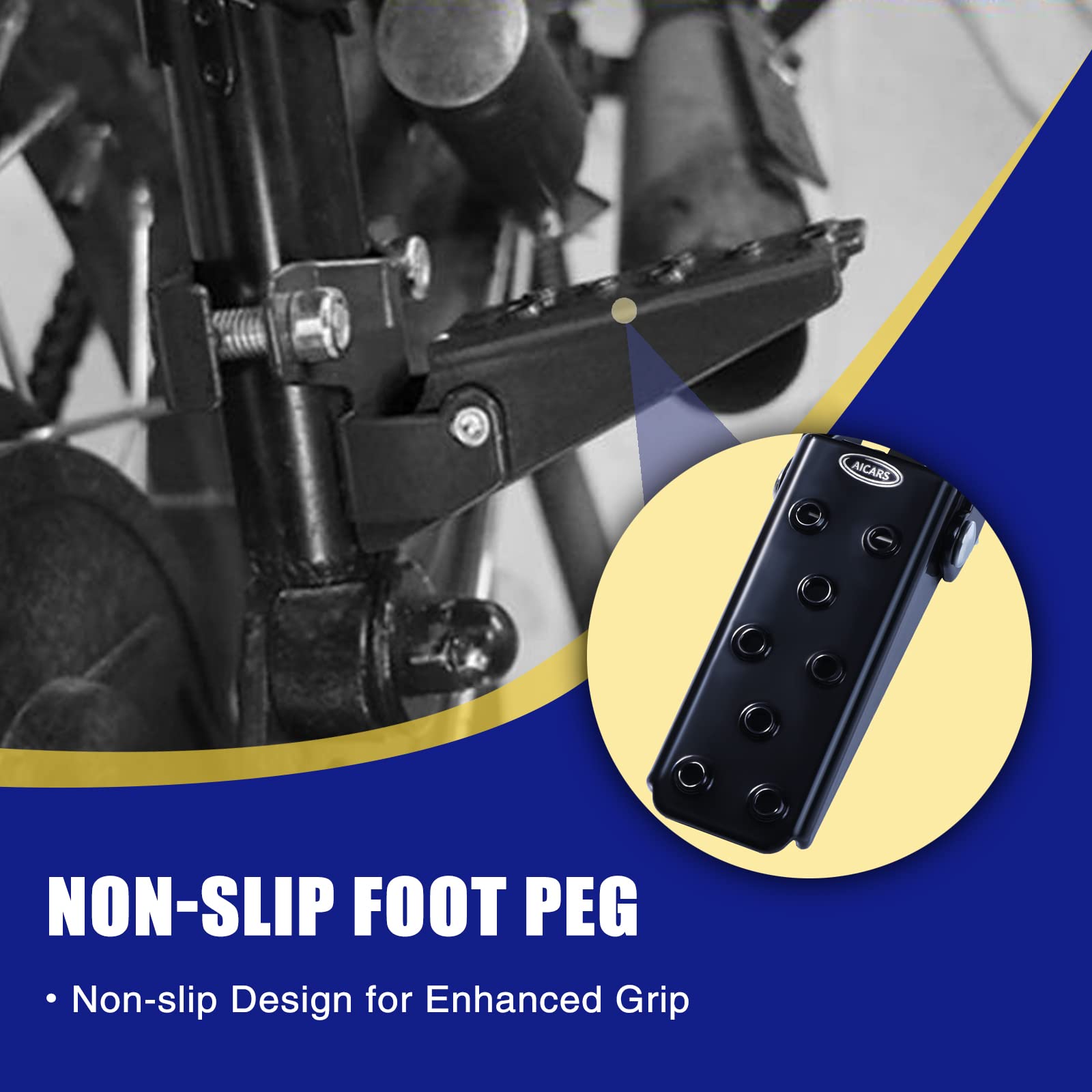 Aicars Universal Motorcycle Foot Pegs: Bike Footpegs Folding Pedal Fit For Mini Bike Atv Utv Go Karts