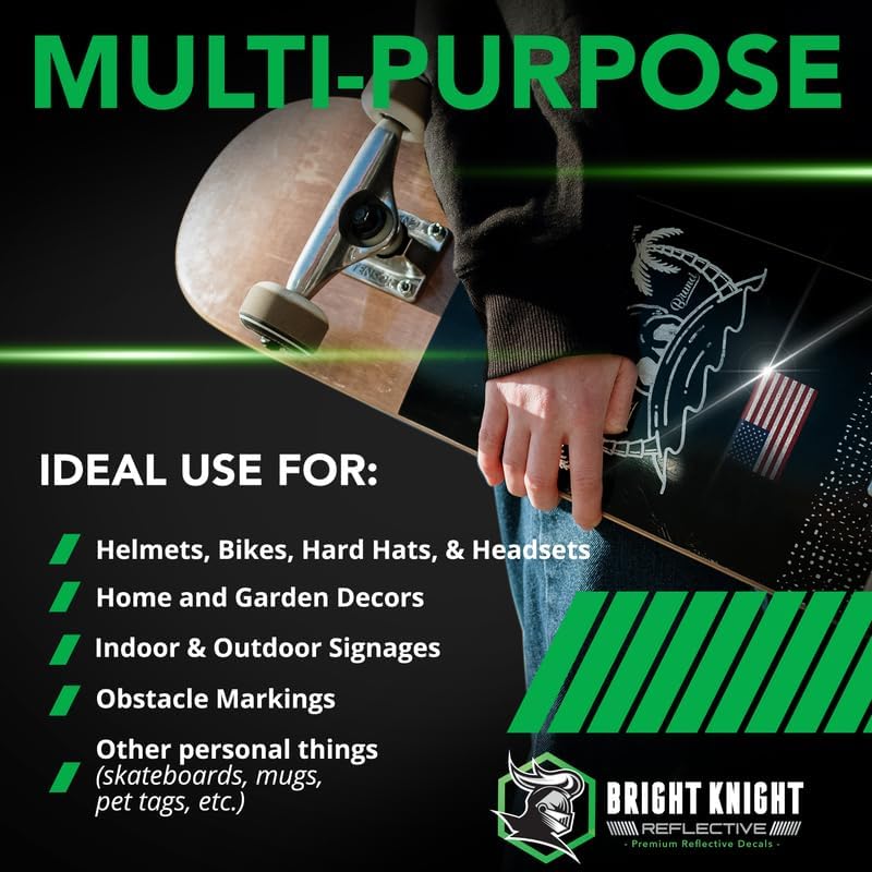 Bright Knight Reflective Flag Sticker, 2'' X 1'' Red/White/Blue American Flag Sticker Mirrored 2 Pair With Retro-Reflective Viny