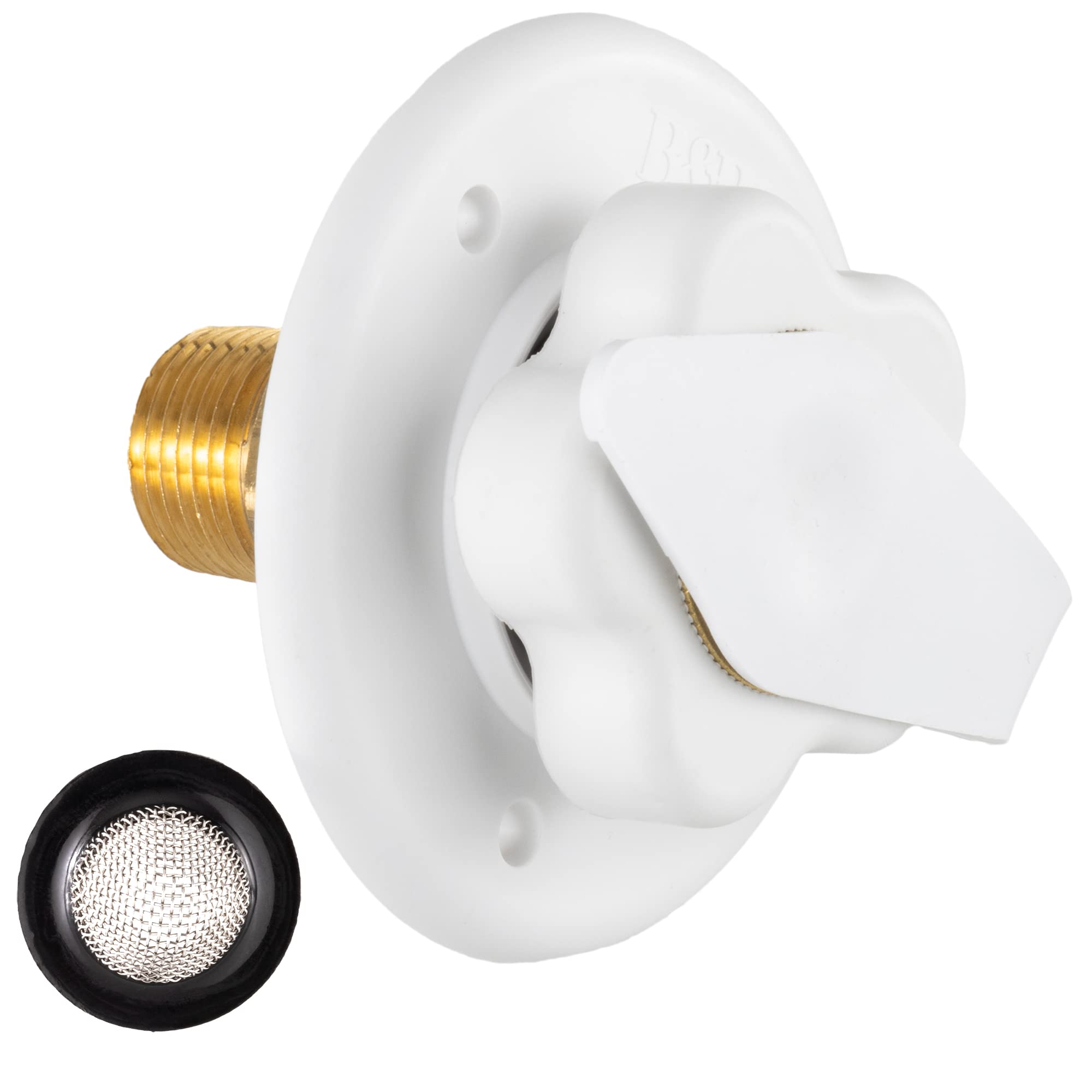 Recpro Rv Camper Motorhome Trailer Marine White City Water Fill Inlet Flange Brass With Check Valve (No Hose Elbow) | Made In Us