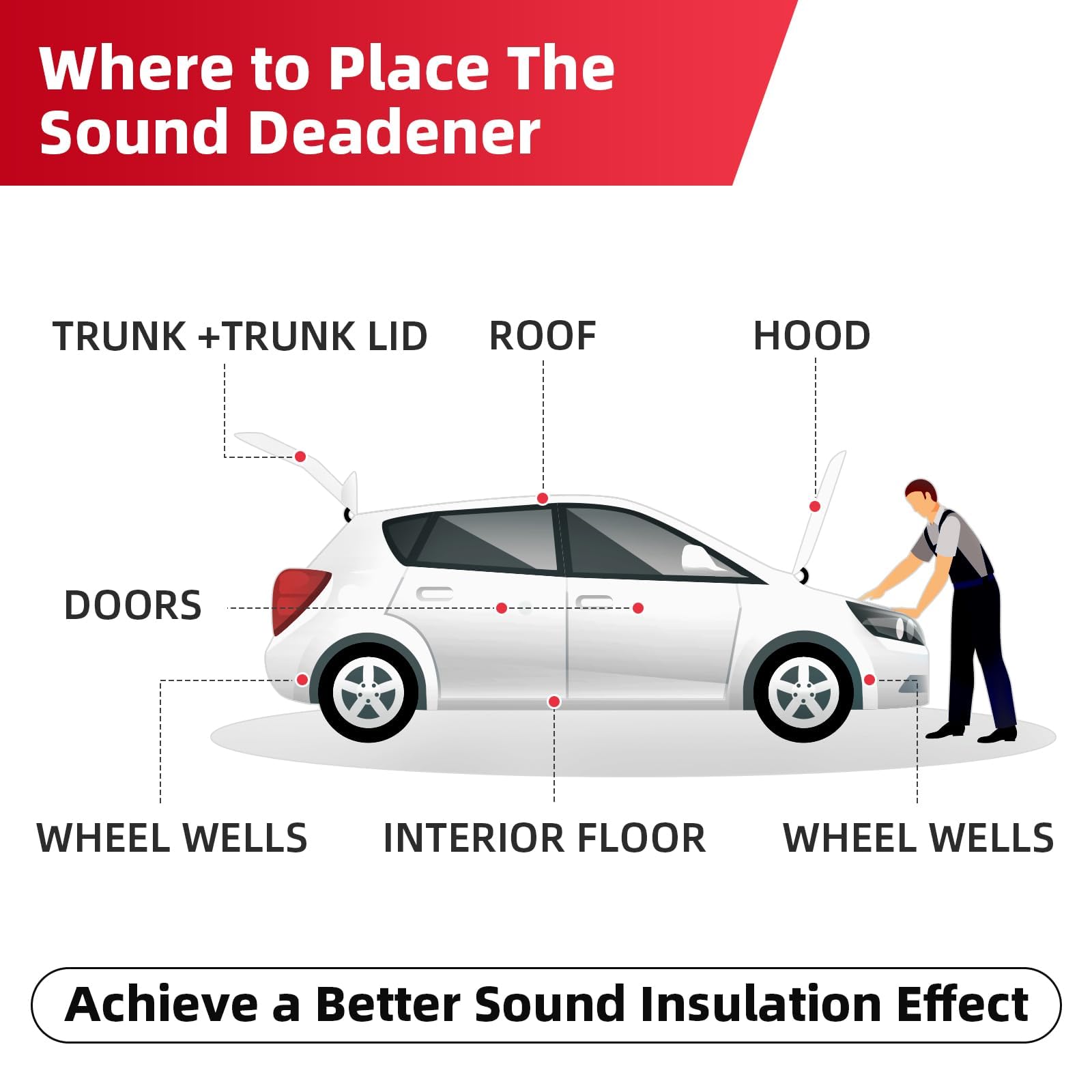 Aggsound 394Mil 24Sqft Thickened Sound Deadener For Cars - Auto Sound Deadening - Closed Cell Foam Noise Deadening Material - He