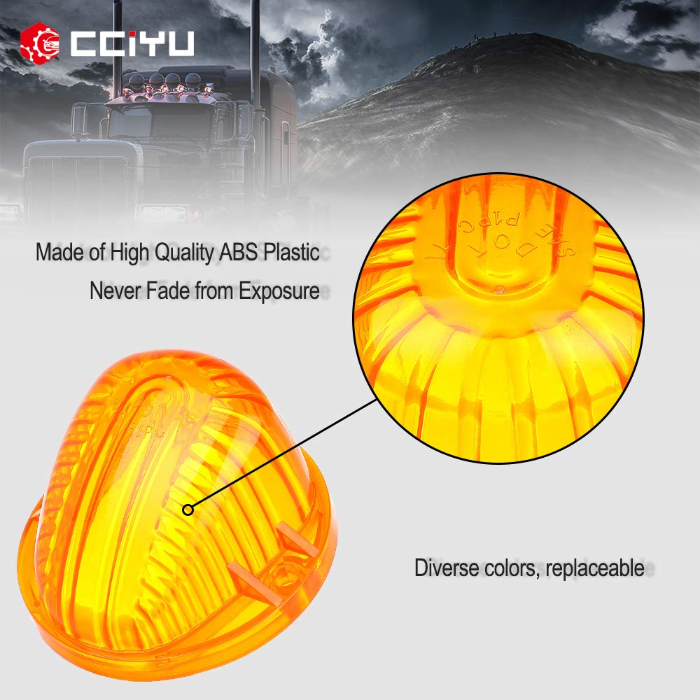 Cciyu 5 Amber Round-Shape Cab Marker Light 9069A Lens For Chevrolet Truck Pickup 1973-1991 For Chevrolet K30 Pickup K20 Suburban K10 Suburban C10 Pickup Blazer K5 Blazer C70 C60 C50 Etc