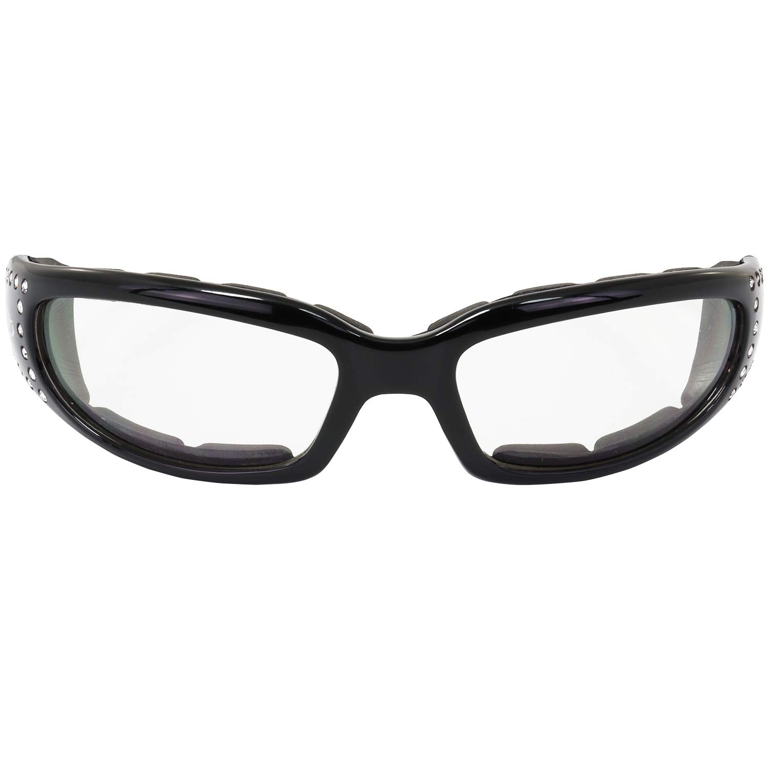 Global Vision 2 Pairs Of Marilyn-3 Women'S Ladies Padded Motorcycle Sunglasses Bling Black Studded Frames With Clear & Smoke Len