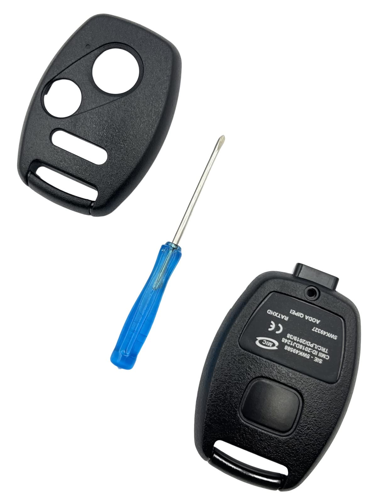 Cutting Not Required - Replacement Keyless Entry Remote Key Fob Shell Case fits Honda Accord/Civic/CR-V/Fit/Odyssey/Pilot/Ridgel