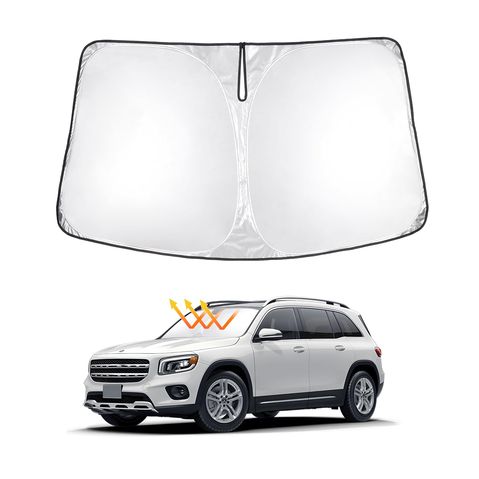 T Tgbros Windshield Sun Shade Custom Fit For 2020-2023 2024 2025 Glb Accessories Foldable Sun Shield Reflective Polyester Sun Vi