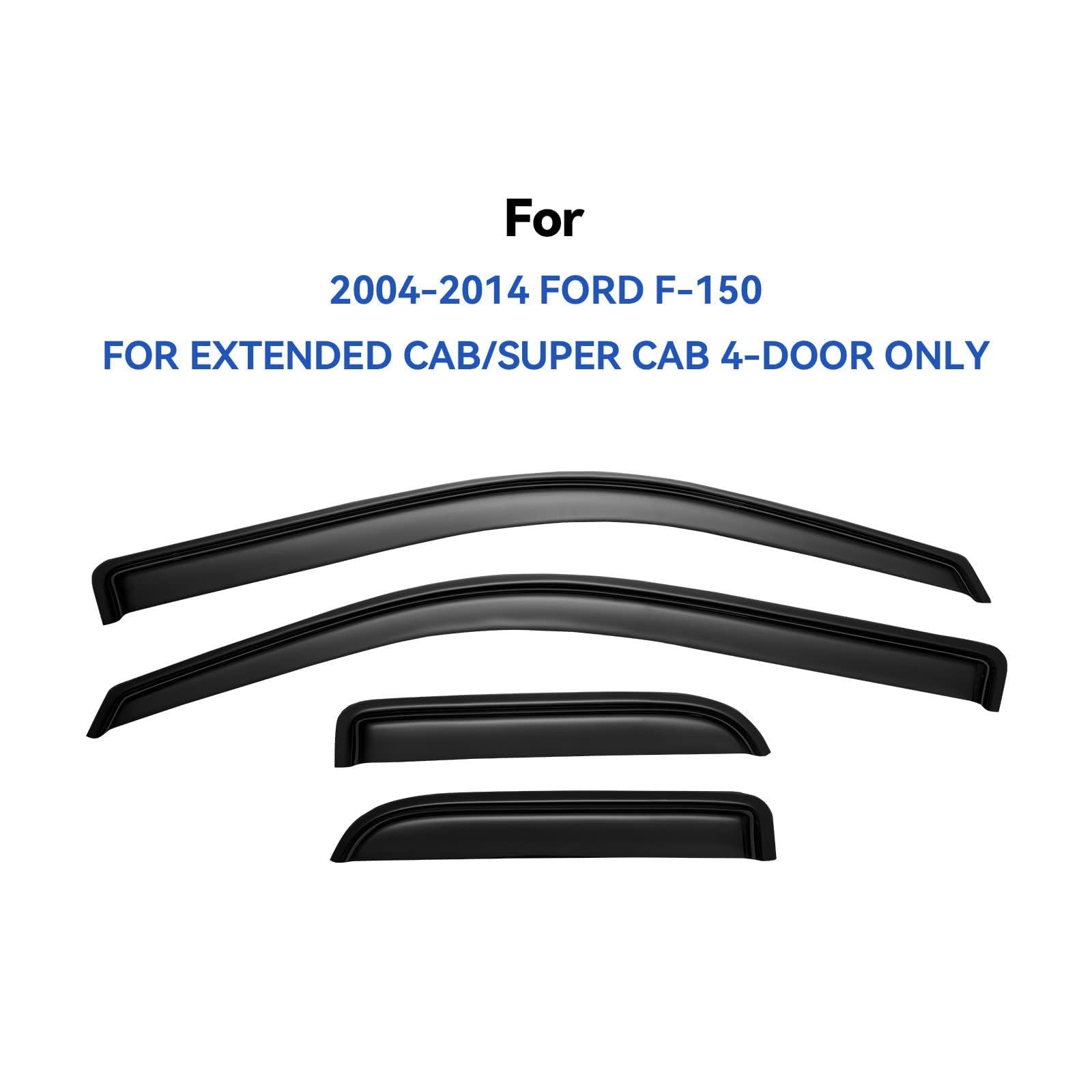 Window Visors Rain Guards For 2004-2014 Ford F150 Supercab, Out-Channel Window Vent Wind Deflectors Visors Shades For 04-14 F-15