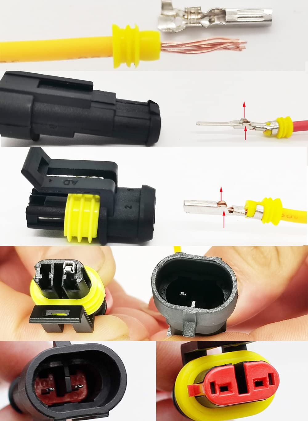 Twippo 708Pcs Waterproof Automotive Electrical Connector Terminals Automotive Electrical Wire Connector Plug Kit 1/2/3/4/5/6 Pin