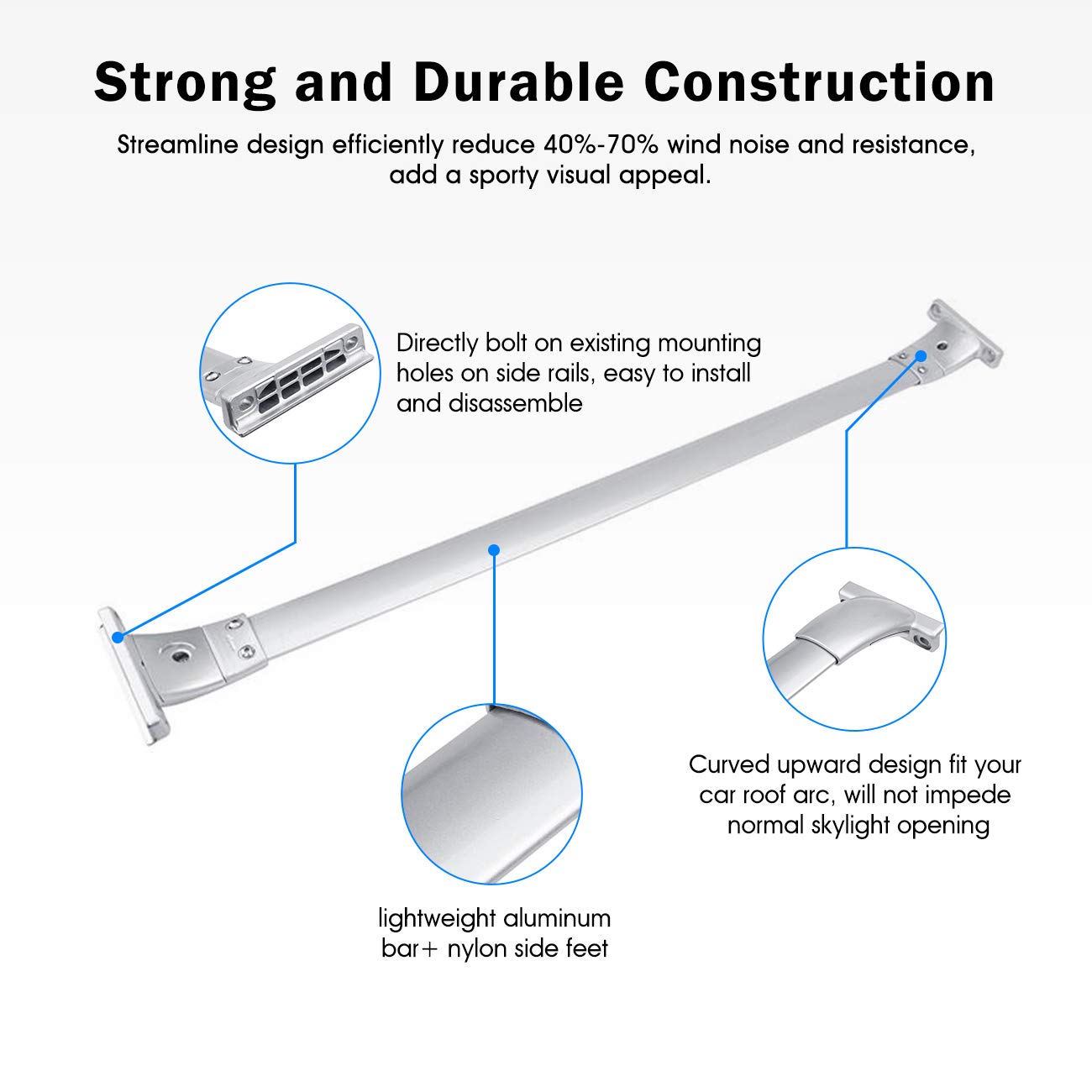 Partol Roof Rack Cross Bars for Pathfinder 2013-2021Aluminum Roof Rail Luggage Rack Cargo Carrier for Snowboard Canoe Kayak Bike - Silver