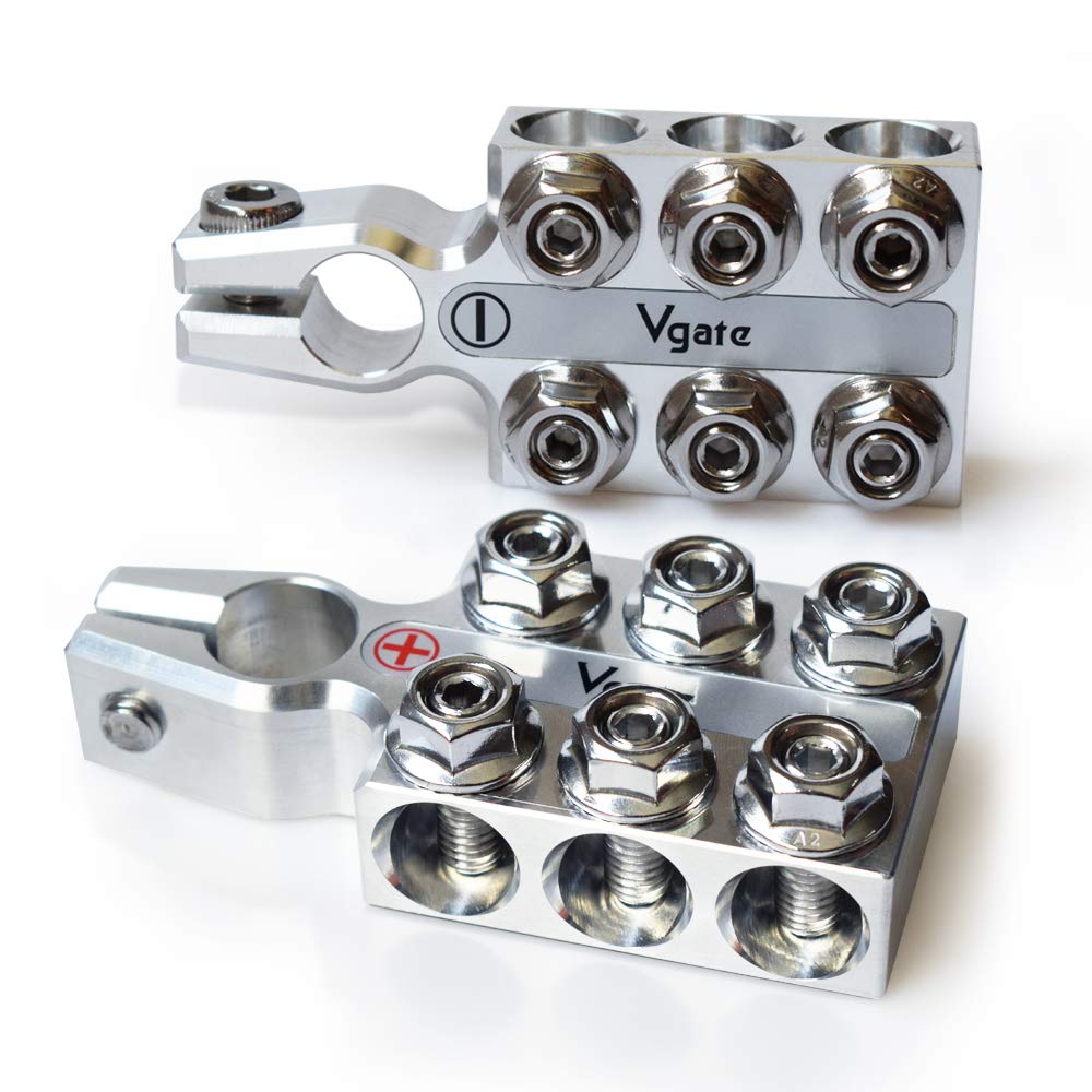 Vgate Lead Acid Battery Terminal Clamps, 8Awg Up To 4/0(Xl) Awg Gauge, 12-Way Connectors, Positive And Negative (+/-)(Pair) For