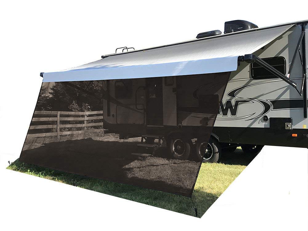 Tentproinc Rv Awning Sun Shade Screen 9' X 20'3'' - Brown Mesh Sunshade Uv Blocker Complete Kits Motorhome Camping Trailer Canop