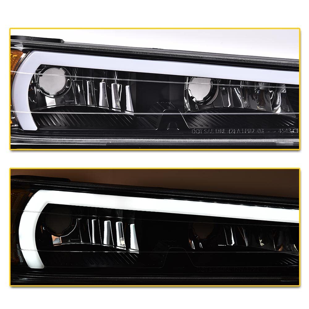 Cheda Led Drl Headlights Compatible With 2004-2012 Gmc Canyon/Chevy Colorado Headlights Assembly Bumper Lights 4Pcs(Clear Lens B