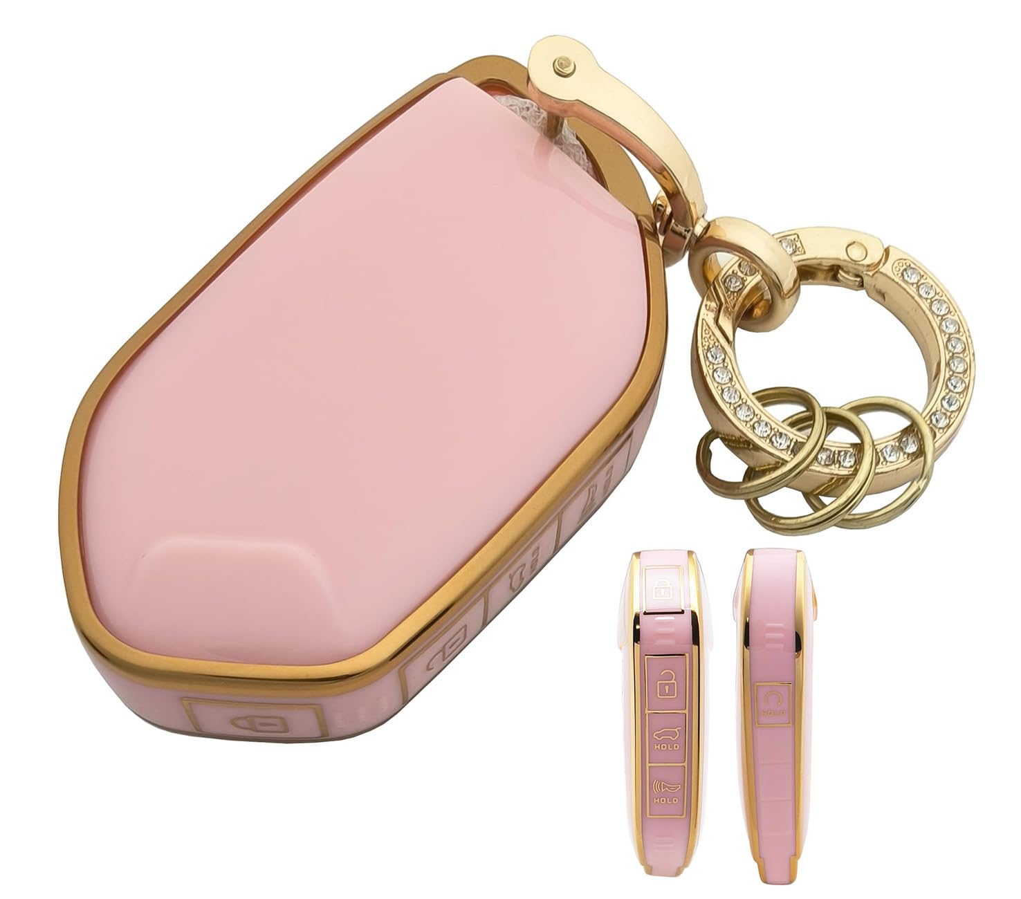 Chyoekey Key Fob Cover Case Shell Keychain For Kia Telluride 2023/2024 Pink (For Kia A)