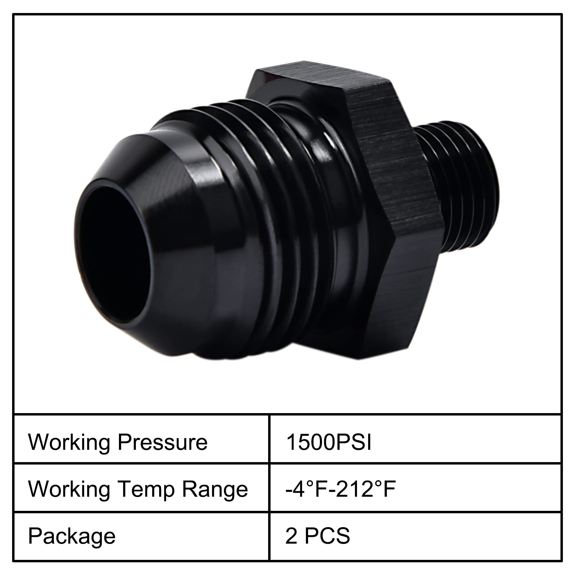 Evil Energy 8An Male Flare To M10 X 1.0Mm Male Metric Fitting Adapter Aluminium Alloy 2Pcs