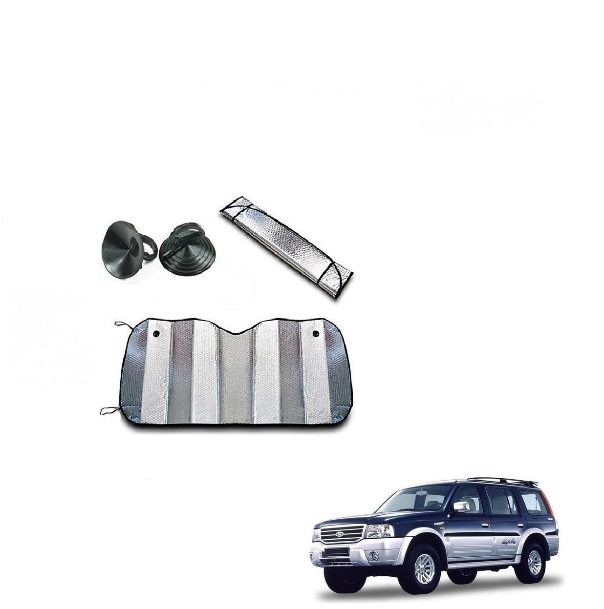 Kozdiko Car UV Protection Silver Foil Sunshade Film Windshield Visor Front Windshield Sunshade for Ford Endeavour