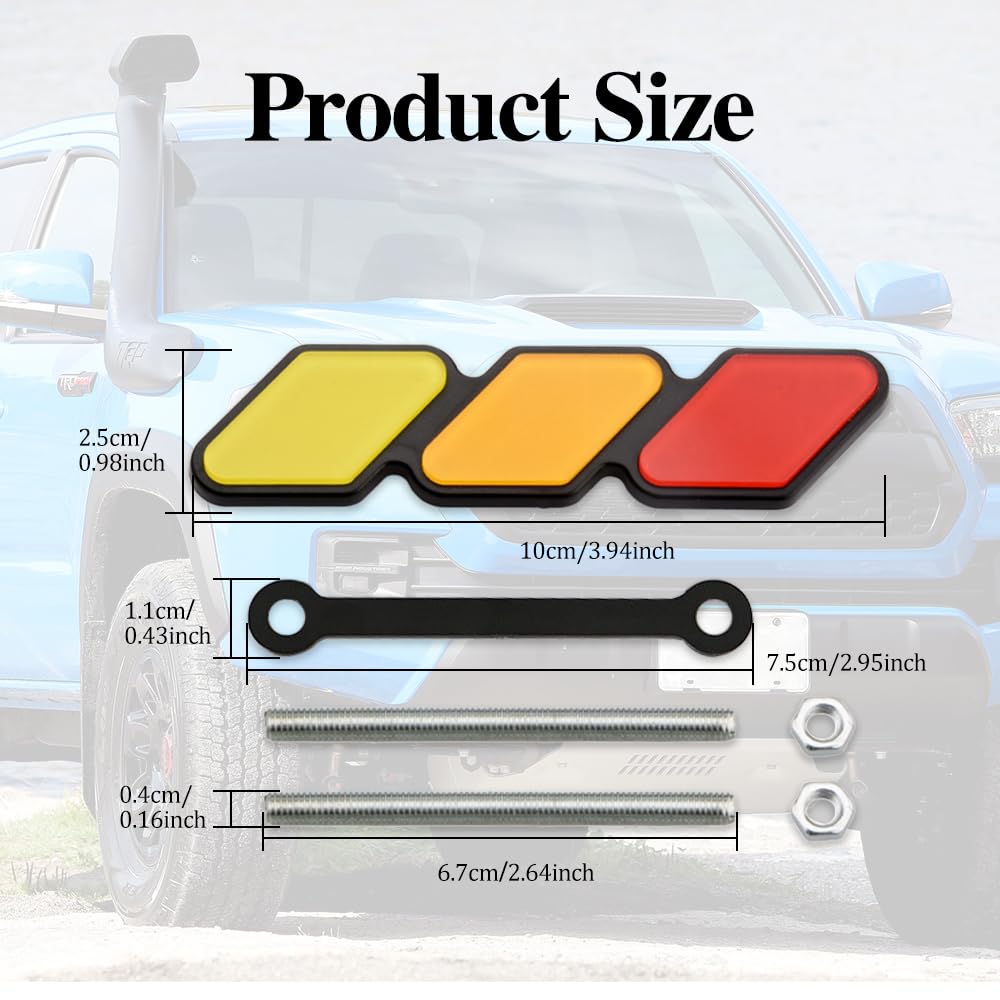 TRD Grille Decor Badge, 3-Color Upgrade Emblem, Grille Insert Trims, Tri-Color Grille Badge Emblem Car Decoration Accessories Fi