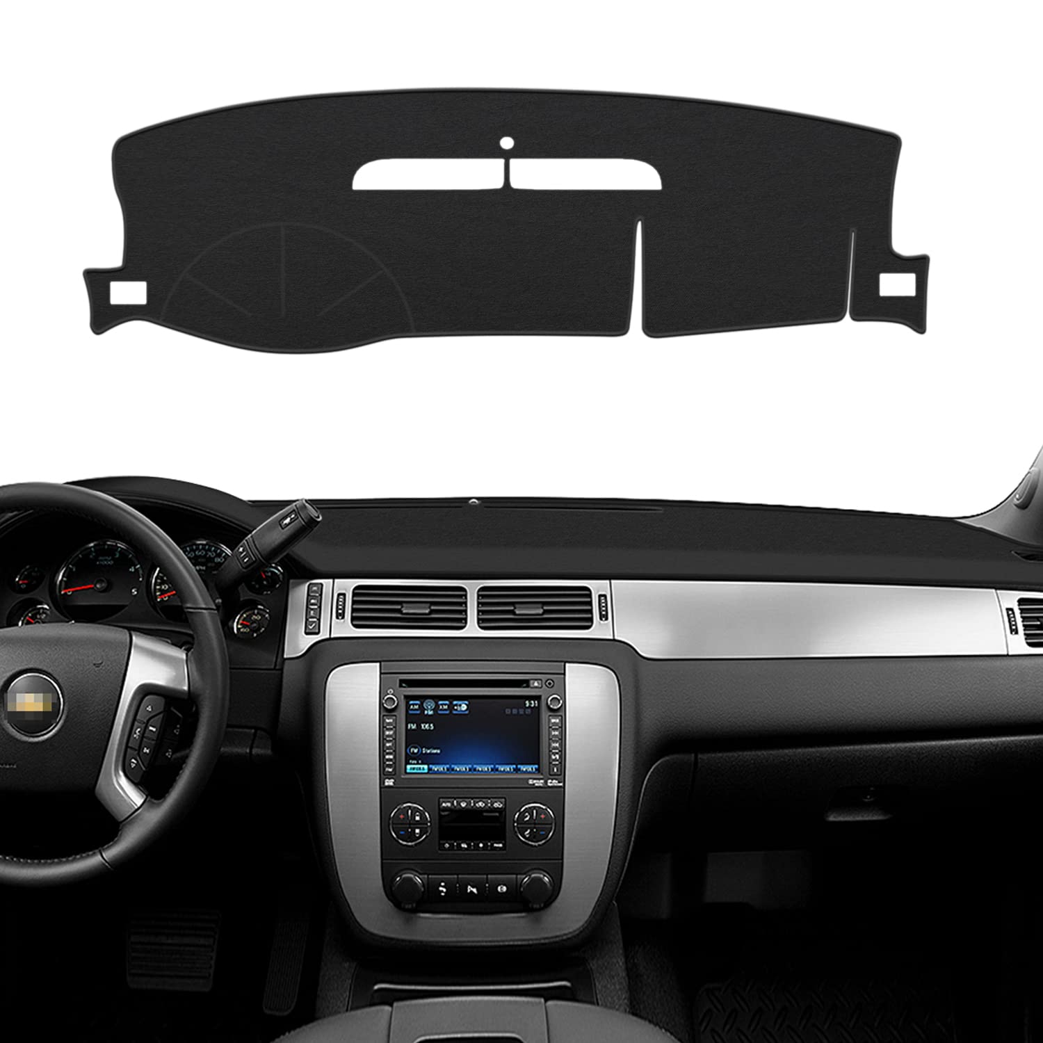 Posaid Dashboard Dash Cover Mat For 2007-2013 Chevy Avalanche Silverado 1500 Ltz, 2007-2014 Chevy Chevrolet Tahoe Suburban, 07-1