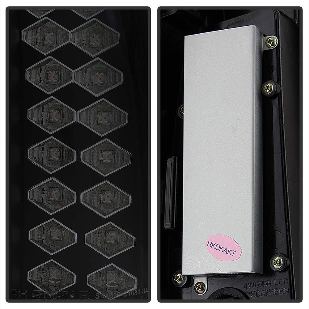 Acanii - For 1988-1998 Chevy Silverado Gmc Sierra Suburban Tahoe Black Smoked Led Tail Lights Lamps Pair Set Left+Right