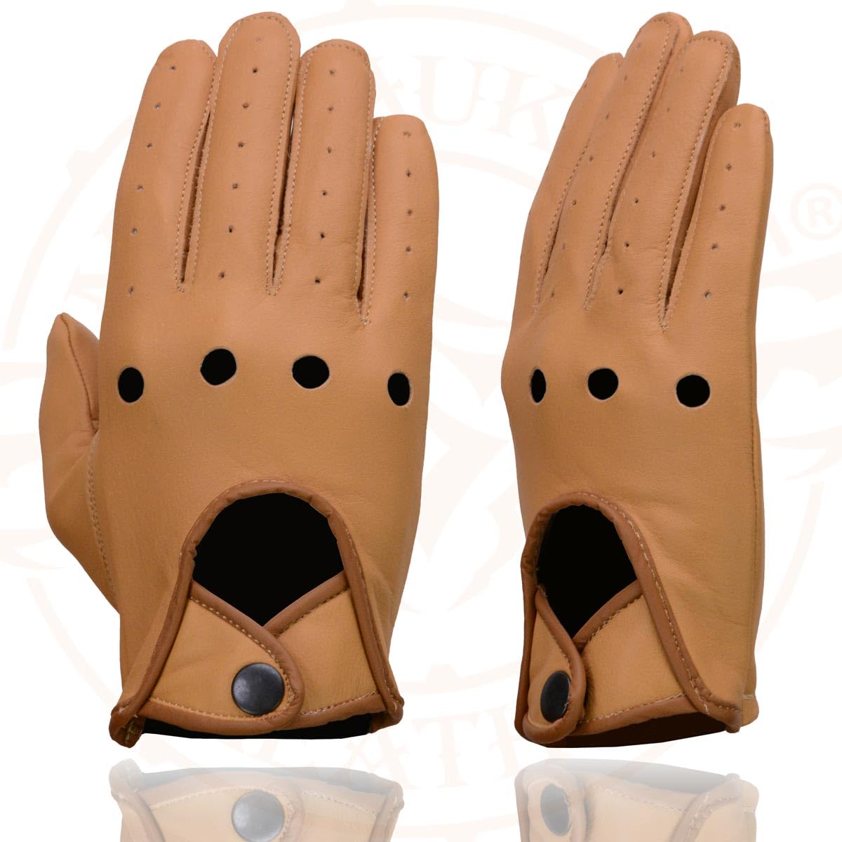 Milwaukee Leather MG7508 Men's Saddle Perforated Full-Finger Motorcycle Riding Gloves with Breathable Open Knuckle - XXX-Large
