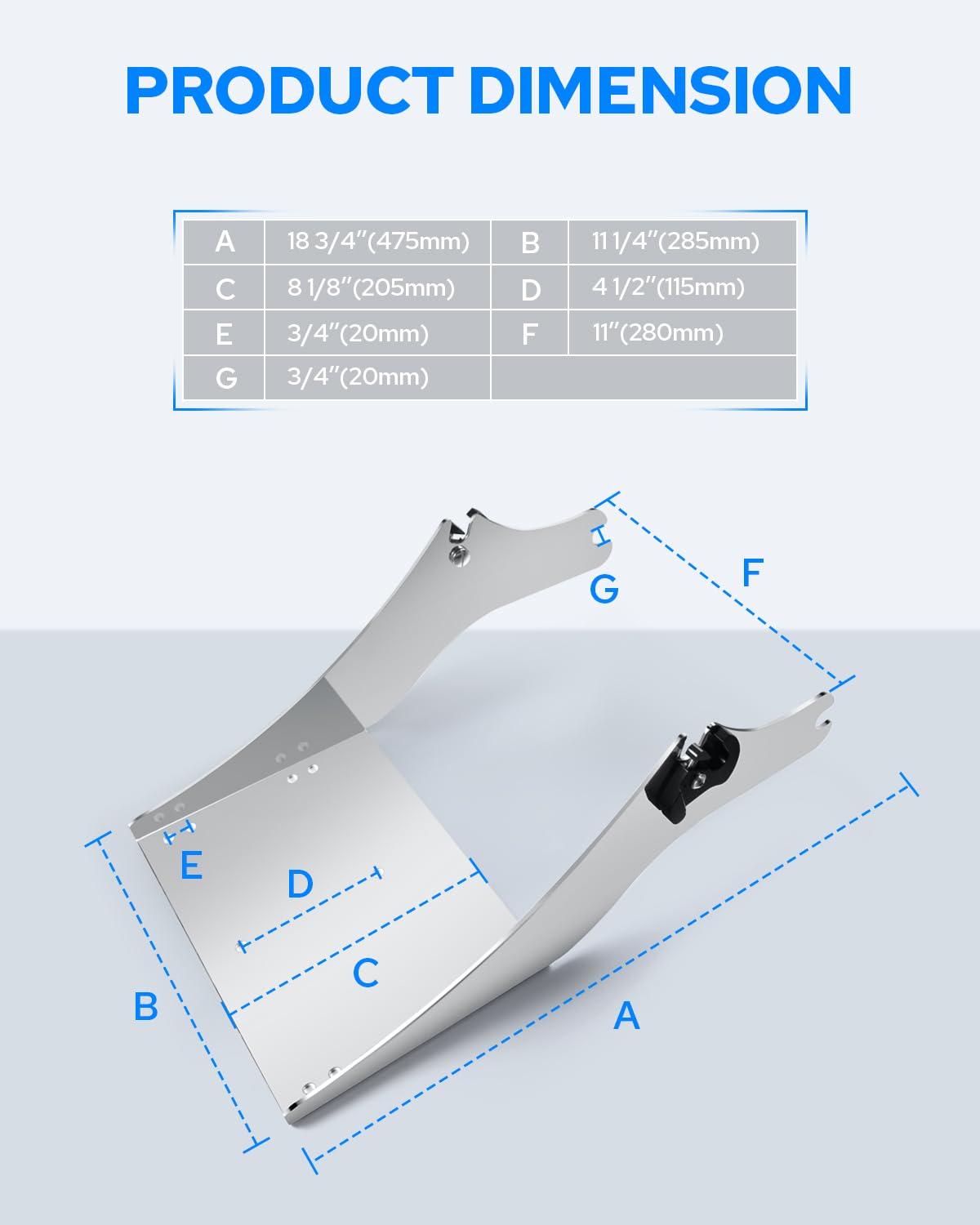 Benlari Chrome Detachable Trunk Mount 97-08 Tour Pack Razor Trunk Mount Rack Sturdy Bracket Compatible For Harley Davidson Touri