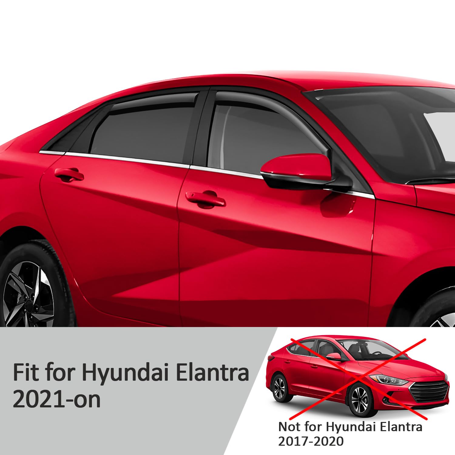 Voron Glass In-Channel Extra Durable Rain Guards For Hyundai Elantra 2021-2025, Window Deflectors, Vent Window Visors, 4 Pieces