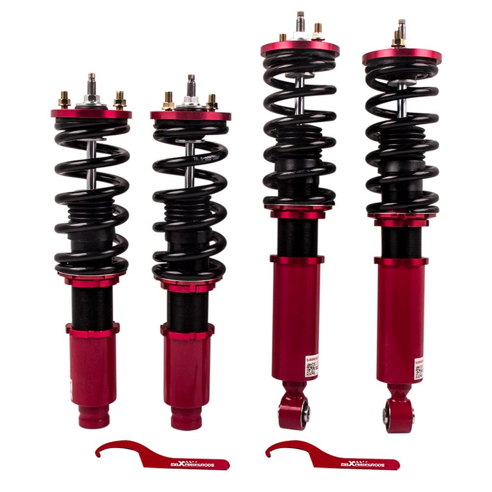 Maxpeedingrods Coilovers For Honda Cr-V 1996-2001 1St Gen. Rd1-Rd3 Fwd & Awd, Spring Shock Absorber, 24 Way Damper Adjustable Coilovers Suspension Kit Struts Lowering Kit By 1-3” Red