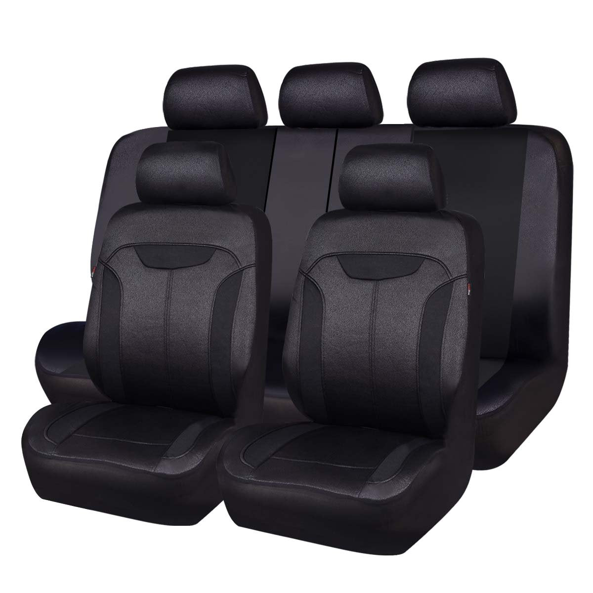 Car Pass 3D Air Mesh In Cloth Leather Grain Breathable Car Seat Covers Full Set, Universal Compatible Fit 95% Car,Suv,Truck,Sedan,Van,Automotive, 3Zipper Rear Bench Armrest Airbag Sports,Black